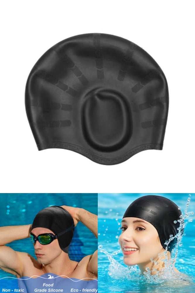 Super ZYouth Silicone Swimming Cap with Ear-Protection, Suitable for Adult Men and Women, Unique Swimming Cap Comfortable to Wear, Protects Ears and Hair from Chlorine, Bacteria, Sand in Water, Keep hair dry - Image 1