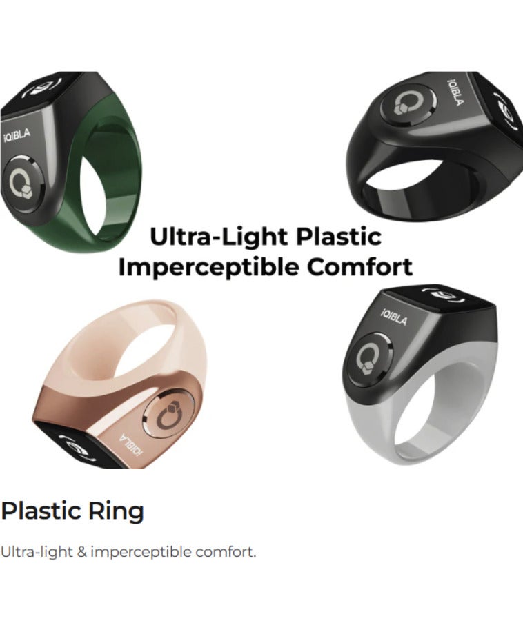iQibla Zikr Ring Jood 3 Air Smart Tasbih Counter Ring with 3 Compatible Sizes & Charging Case, Bluetooth 5.3 Digital Tasbeeh Counter, Qibla Direction, Prayer Reminder, Step & Calorie Tracker, IPX5 Waterproof, iQibla Life App Black - Image 3