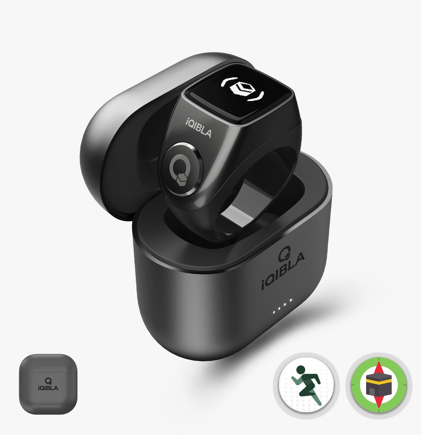 iQibla Zikr Ring Jood 3 Air Smart Tasbih Counter Ring with 3 Compatible Sizes & Charging Case, Bluetooth 5.3 Digital Tasbeeh Counter, Qibla Direction, Prayer Reminder, Step & Calorie Tracker, IPX5 Wat