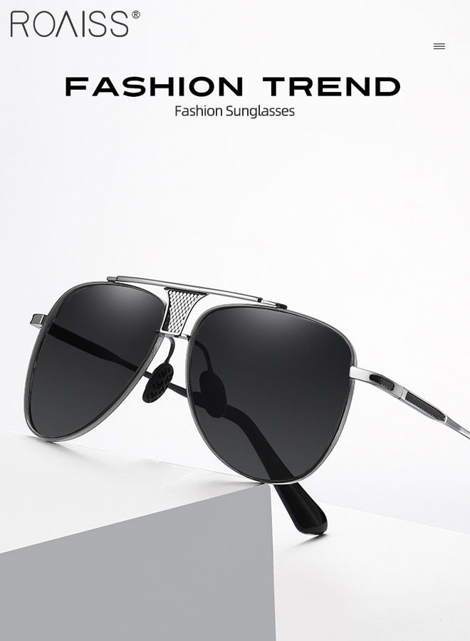 رويس نظارة أفياتور شمسية رجالية، نظارة الشمس الواقية من الأشعة فوق البنفسجية 400 بإطار معدني، ظلال شمس مضادة للوهج عصرية للرجال مناسبة للقيادة وصيد الأسماك والسفر، 61 مم - Image 3