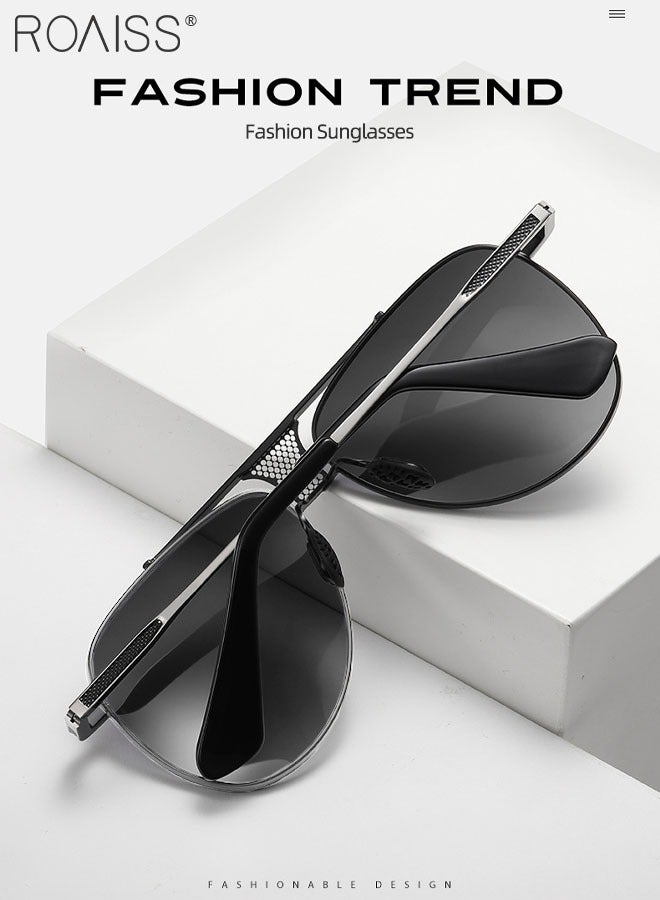 رويس نظارة أفياتور شمسية رجالية، نظارة الشمس الواقية من الأشعة فوق البنفسجية 400 بإطار معدني، ظلال شمس مضادة للوهج عصرية للرجال مناسبة للقيادة وصيد الأسماك والسفر، 61 مم - Image 4