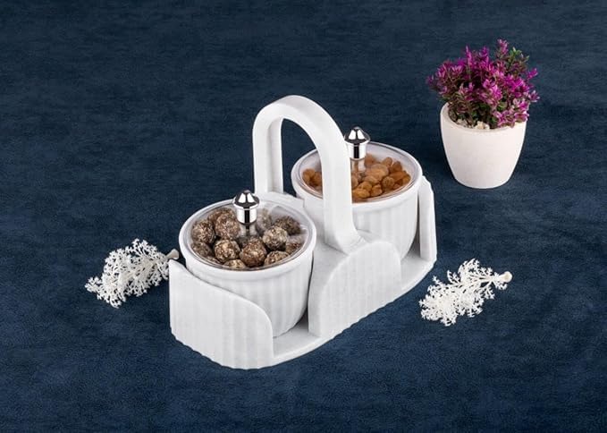 KIDINGTON Marvella Multipurpose Dry Fruit Box 2 pc Jar Set Aachar Pickle Container Mukhwas Tray Dining Spice Stand Chocolate Mouth Freshener Masala Storage For Home kitchen Dining1pcs - Image 5