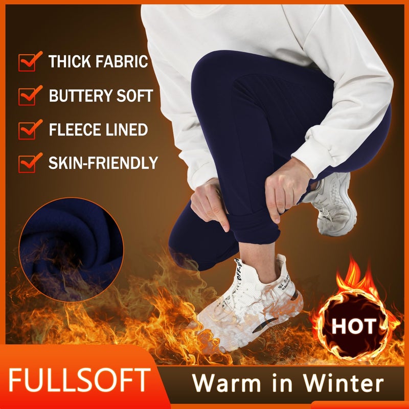 FULLSOFT Fleece Lined Sweatpants for Women-Thermal Athletic Joggers with Pockets Yoga Pants for Running Winter(Navy Blue,Large) - Image 2