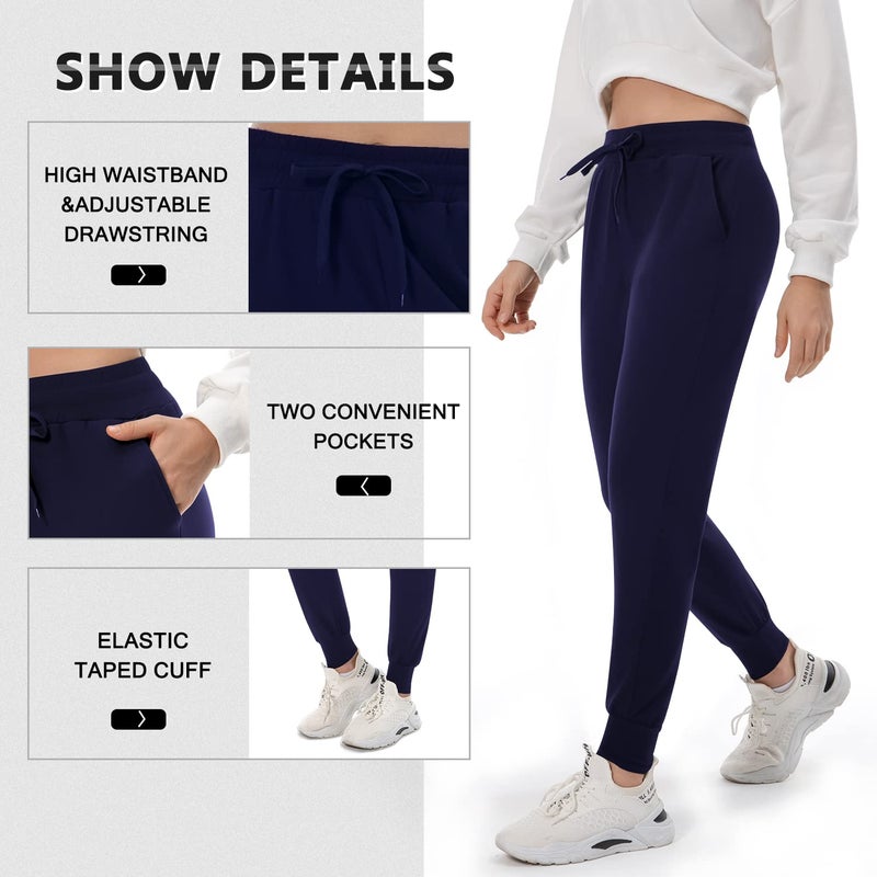 FULLSOFT Fleece Lined Sweatpants for Women-Thermal Athletic Joggers with Pockets Yoga Pants for Running Winter(Navy Blue,Large) - Image 5