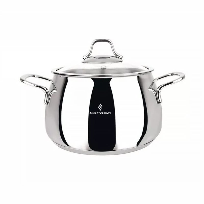 Venus Stainless Steel Deep Stock Pot with Glass Lid Soup Pot Deep Casserole Cooking Pot Suitable for Induction Stove Cookware 68qt 64 L