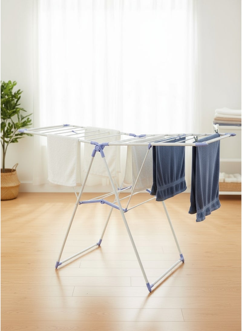 CEPILLO Lightweight Clothes Dryer Stand Rack, easy folding rack, Easy assemble and dissemble, Wings for indoor and outdoor, White And Blue - Image 4
