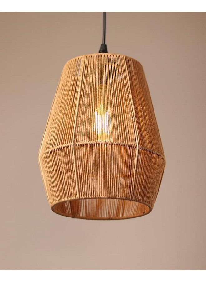 Habere India-All the Cultures Fabricating India Bamboo Lampshade | Cane Lamps | Wicker Lamps | Cafe Lights | Rattan Ceiling Lamps | Rattan Lamp Light | Diameter: 19 cm x Height: 23 cm (Medium) - Image 1