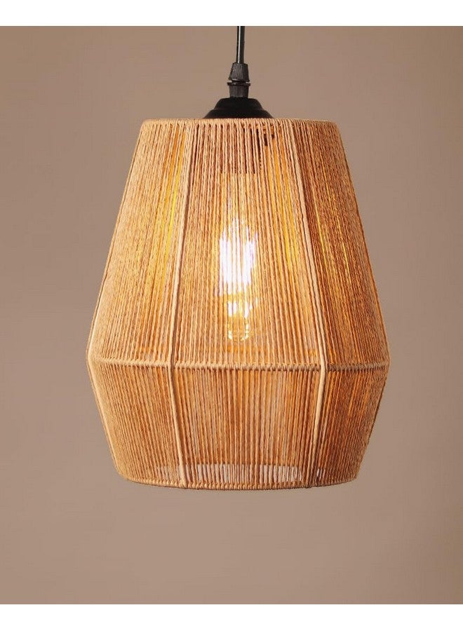 Habere India-All the Cultures Fabricating India Bamboo Lampshade | Cane Lamps | Wicker Lamps | Cafe Lights | Rattan Ceiling Lamps | Rattan Lamp Light | Diameter: 19 cm x Height: 23 cm (Medium) - Image 4