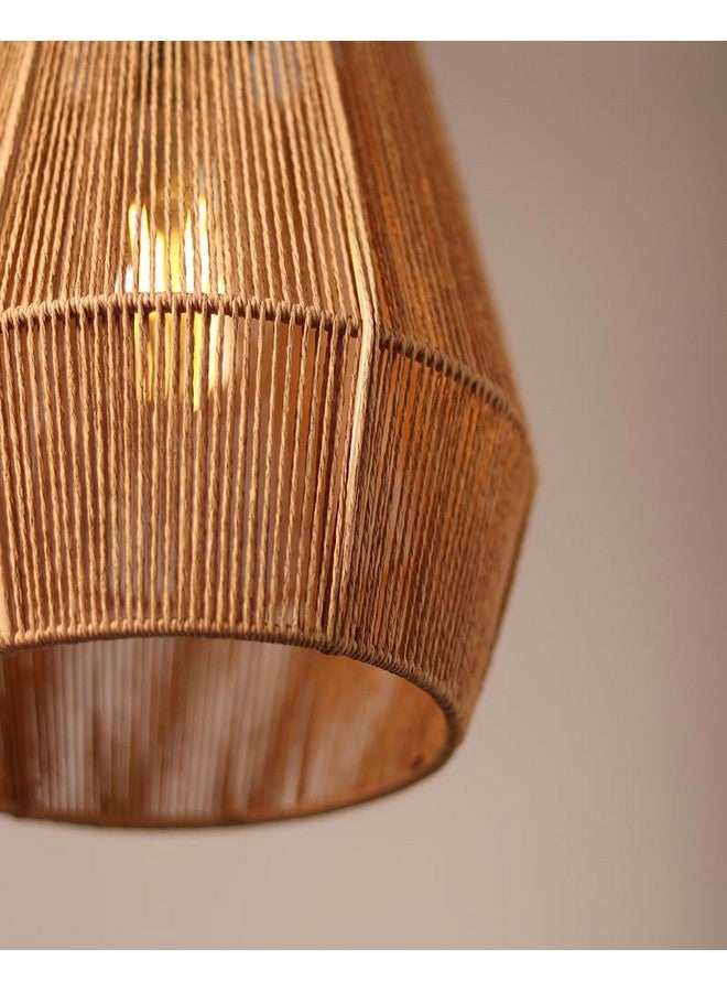 Habere India-All the Cultures Fabricating India Bamboo Lampshade | Cane Lamps | Wicker Lamps | Cafe Lights | Rattan Ceiling Lamps | Rattan Lamp Light | Diameter: 19 cm x Height: 23 cm (Medium) - Image 2