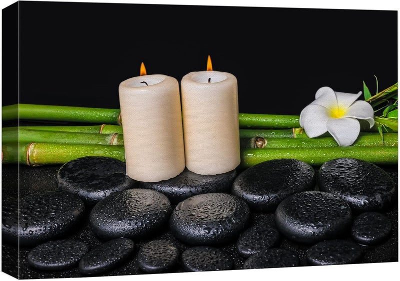 wall26 Zen Canvas Print with Candles and Bamboo - Image 1