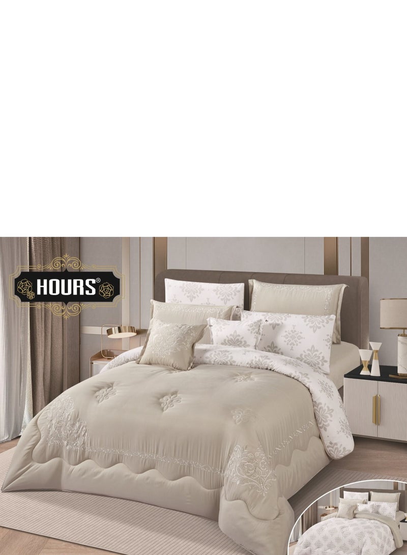 Hours Double-sided embroidered microfiber bedspread - 8 pieces  - Image 1