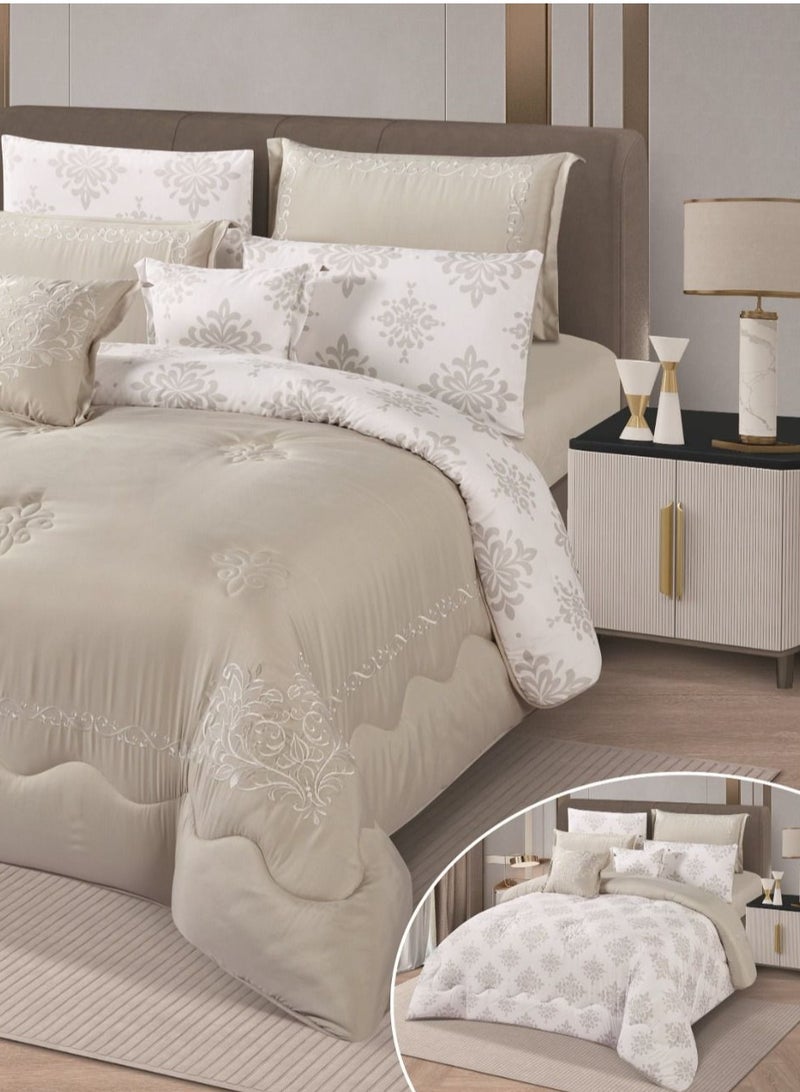 Hours Double-sided embroidered microfiber bedspread - 8 pieces  - Image 2