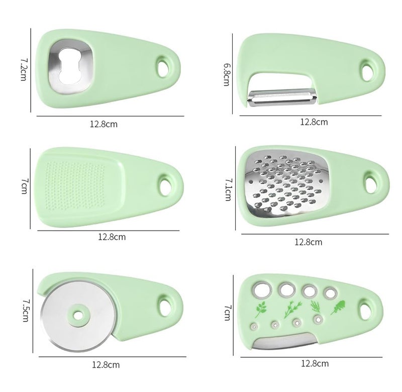 BGVM 6Piece Kitchen Utensil Set Grater Bottle Opener FruitVegetable Peeler Pizza Cutter GarlicGinger Grinder Essential Cooking Tools for Home Professional Use - Image 2