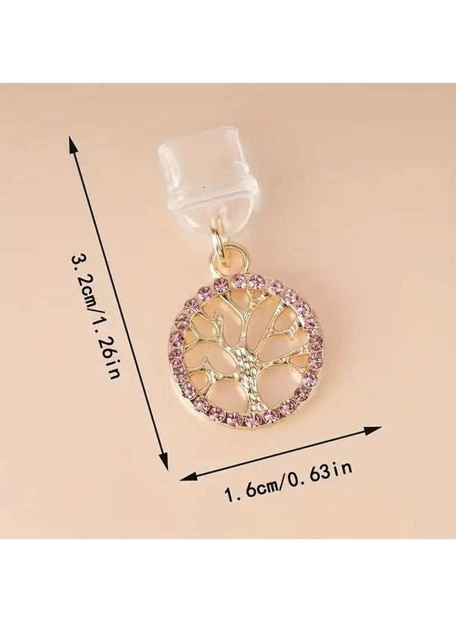 3 قطع حجر الراين سدادات غبار شجرة مستديرة لهواتف آيفون وإكسسوارات المحمول - Image 3