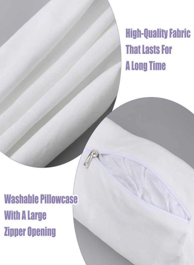 Bremorou Cervical Neck Roll Pillow Cover with Zipper 2pcs Round Pillow Covers, Soft Bolster Pillowcases for Cylindrical Cushion, Neck Roll Pillow Case Only (16.14 X 5.9 Inch, White) - Image 4