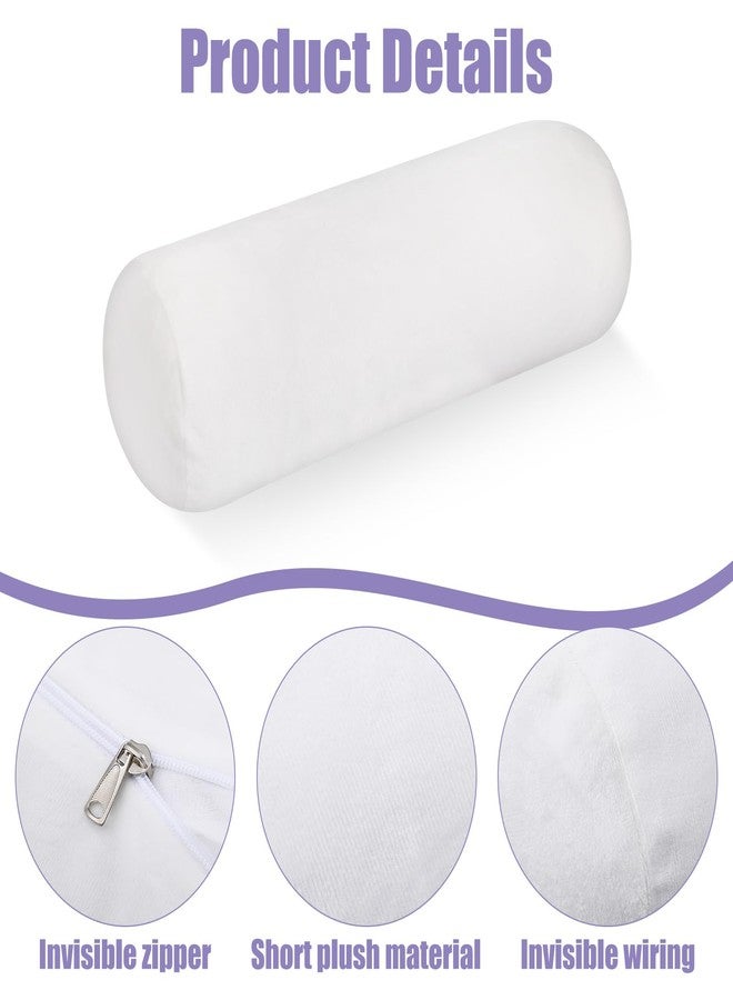 Bremorou Cervical Neck Roll Pillow Cover with Zipper 2pcs Round Pillow Covers, Soft Bolster Pillowcases for Cylindrical Cushion, Neck Roll Pillow Case Only (16.14 X 5.9 Inch, White) - Image 3