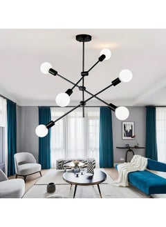SP SUPER POWER Modern Sputnik Chandelier 6-Light Black Ceiling Lighting Mid-Century Pendant Light Fixture for Kitchen Island Dining Room Living Room Bedroom  - Image 1