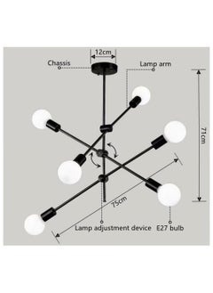 SP SUPER POWER Modern Sputnik Chandelier 6-Light Black Ceiling Lighting Mid-Century Pendant Light Fixture for Kitchen Island Dining Room Living Room Bedroom  - Image 2