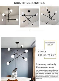 SP SUPER POWER Modern Sputnik Chandelier 6-Light Black Ceiling Lighting Mid-Century Pendant Light Fixture for Kitchen Island Dining Room Living Room Bedroom  - Image 4