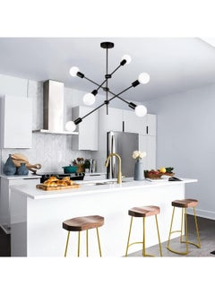 SP SUPER POWER Modern Sputnik Chandelier 6-Light Black Ceiling Lighting Mid-Century Pendant Light Fixture for Kitchen Island Dining Room Living Room Bedroom  - Image 5