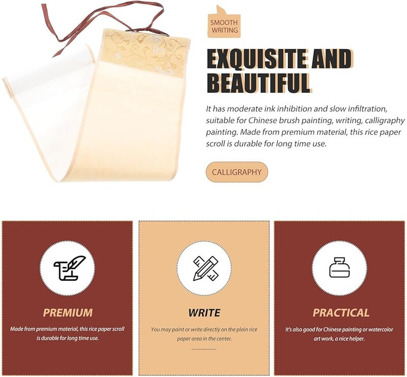 Artibetter Small Hanging Scroll Calligraphy Paper Blank Xuan Rice Paper for Chinese Brush Painting - Image 4