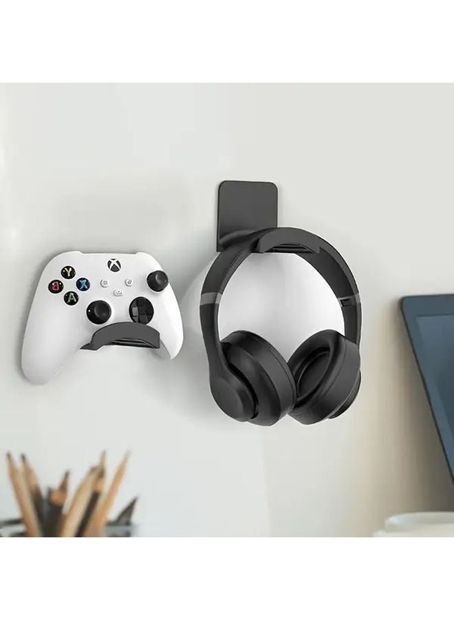 White Wall Mounted Headphone Stand Holder Hook For Gaming Office Space Saving - Image 2