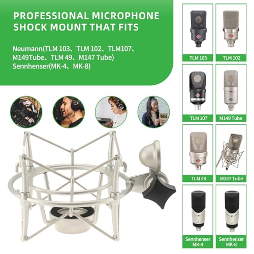 ZibugZag Microphone Shock Mount Compatible with Neumann TLM 103 TLM 102 M147 M149 More AntiVibration Isolation for Studio Broadcast - Image 3