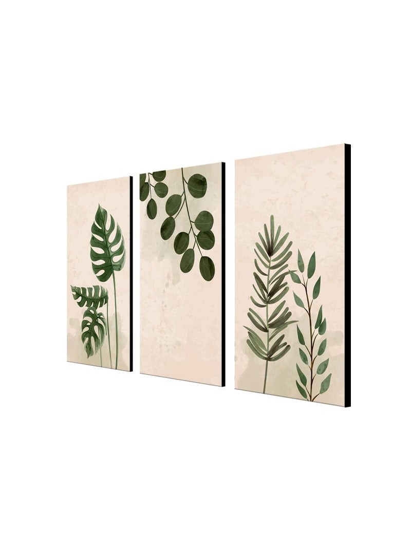 999STORE palm green leaf wall art painting for hall wall living room bedroom leaf painting with frame set of 3 BO3MDF086 - Image 4