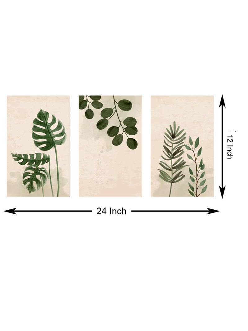 999STORE palm green leaf wall art painting for hall wall living room bedroom leaf painting with frame set of 3 BO3MDF086 - Image 5