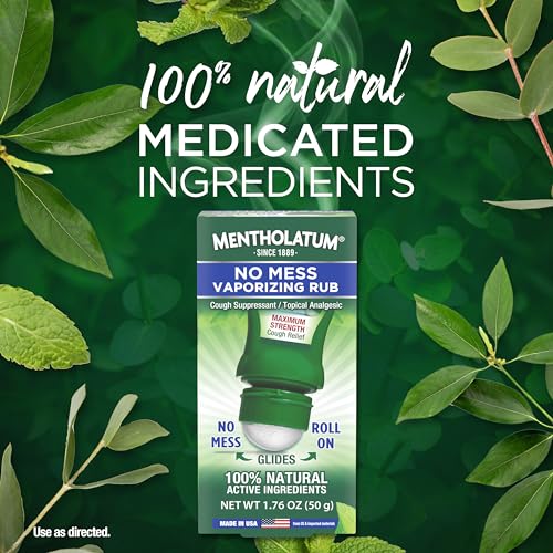 Mentholatum No Mess Vaporizing Rub with Easy-to-use Roll On Applicator, 1.76 Ounce (50g) - 100% Natural Active Ingredients for Maximum Strength Cough Relief - Image 2