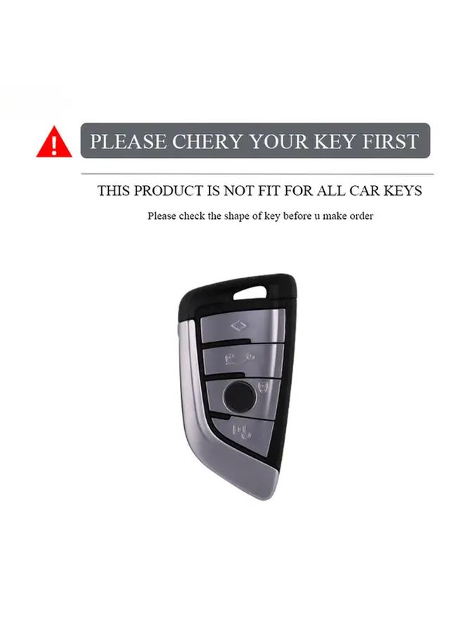 Leather TPU Car Key Case Cover For BMW X1 X3 X5 X6 7 Series Silvery Set - Image 2