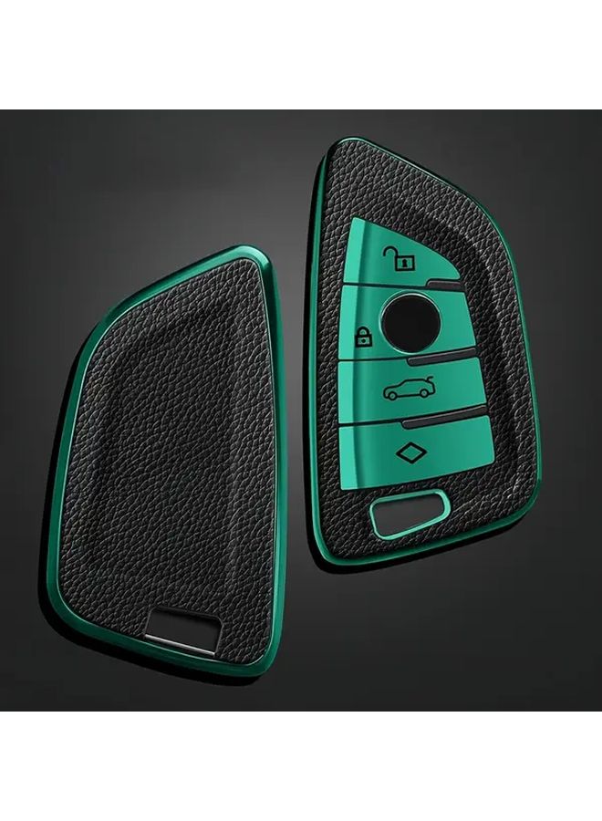 Leather TPU Car Key Case Cover For BMW X1 X3 X5 X6 7 Series Silvery Set - Image 1