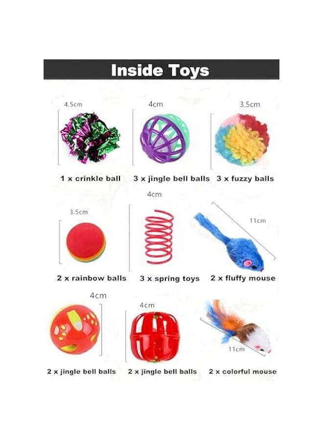 Beauenty 24 PCS Interactive Cat Toys Set for Indoor Cats, Kitten Toys Assortment, Include Cat Tunnel, Cat Teaser Wand, Fluffy Mouse Feather Toy, Jingle Bells Balls Set Toys for Cats Kitty, Tunnel 2 - Image 3
