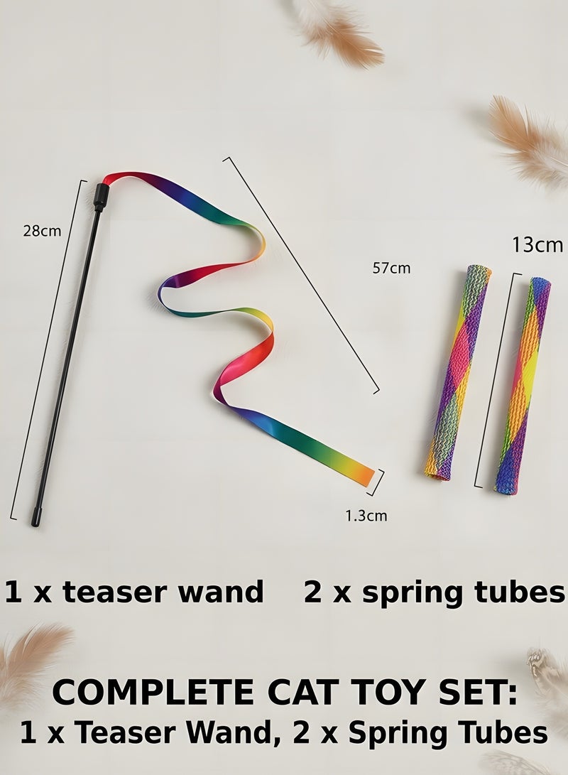 بيوينتي 24 PCS Interactive Cat Toys Set for Indoor Cats, Kitten Toys Assortment, Include Cat Tunnel, Cat Teaser Wand, Fluffy Mouse Feather Toy, Jingle Bells Balls Set Toys for Cats Kitty, Tunnel 2 - Image 3