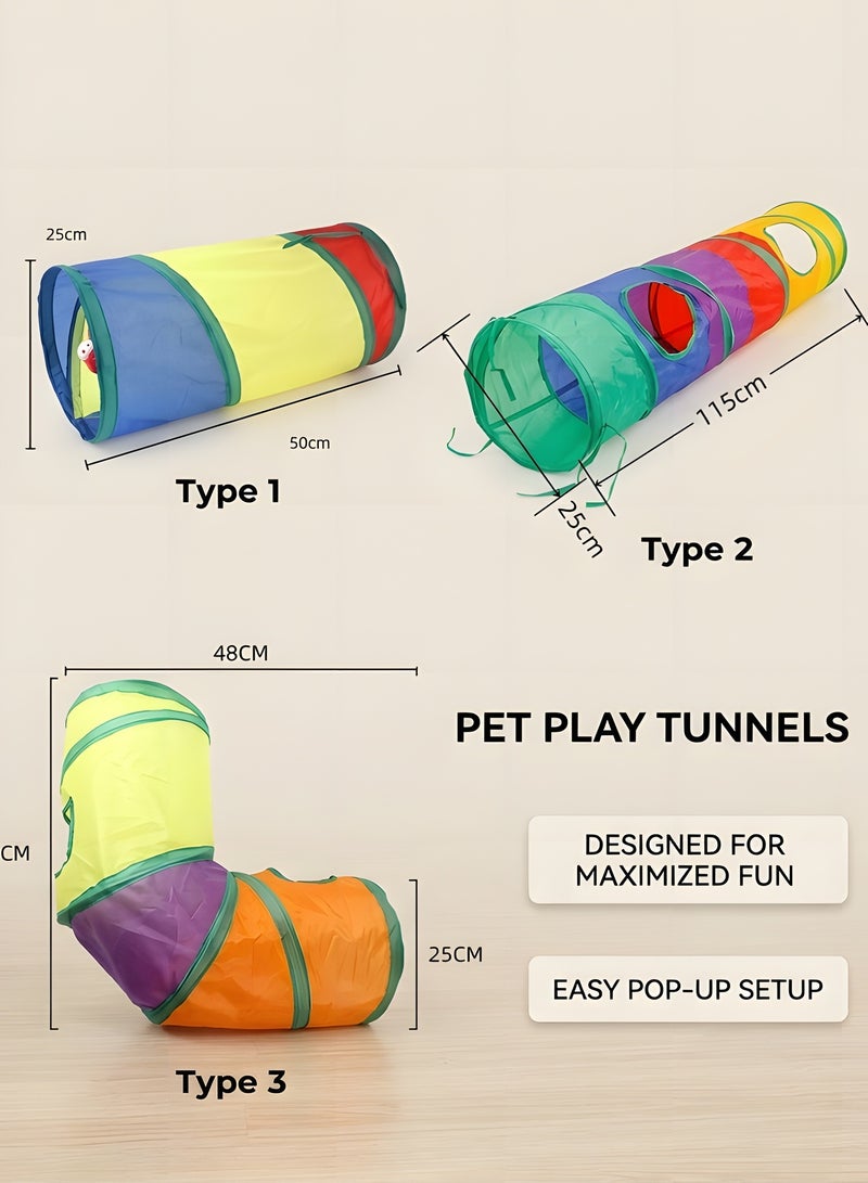 بيوينتي 24 PCS Interactive Cat Toys Set for Indoor Cats, Kitten Toys Assortment, Include Cat Tunnel, Cat Teaser Wand, Fluffy Mouse Feather Toy, Jingle Bells Balls Set Toys for Cats Kitty, Tunnel 2 - Image 4