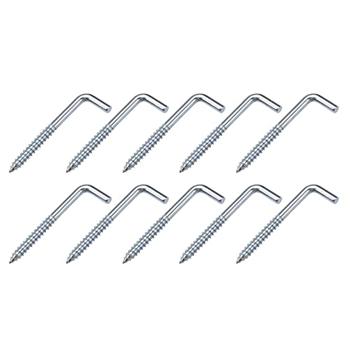 METALLIXITY Screw Hooks for Hanging (85mm/3.35") 20Pcs, Ceiling Hook Metal L Shape Hooks - for Hanging Outdoor, Cup Hooks, Bathroom Kitchen Wall Furniture Connection - Image 1
