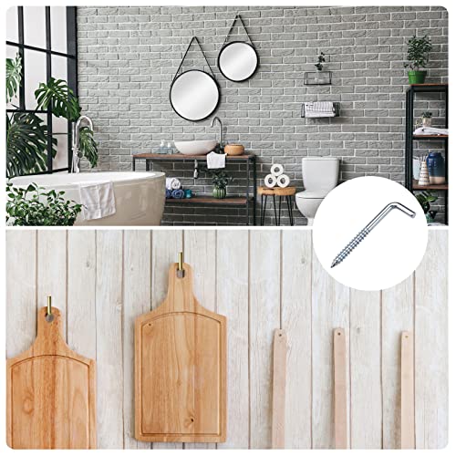 METALLIXITY Screw Hooks for Hanging (85mm/3.35") 20Pcs, Ceiling Hook Metal L Shape Hooks - for Hanging Outdoor, Cup Hooks, Bathroom Kitchen Wall Furniture Connection - Image 3