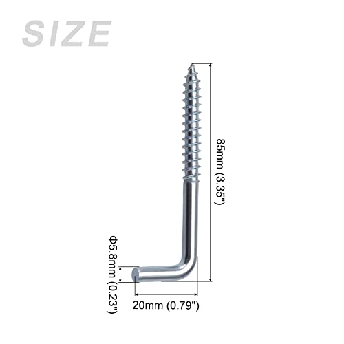 METALLIXITY Screw Hooks for Hanging (85mm/3.35") 20Pcs, Ceiling Hook Metal L Shape Hooks - for Hanging Outdoor, Cup Hooks, Bathroom Kitchen Wall Furniture Connection - Image 2