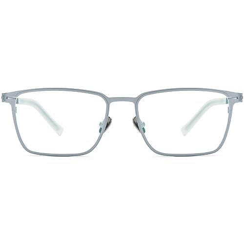 FONEX Pure Titanium Glasses Frame Men Square Eyeglasses Optical Eyewear (F85779 Silver, Clear) - Image 5