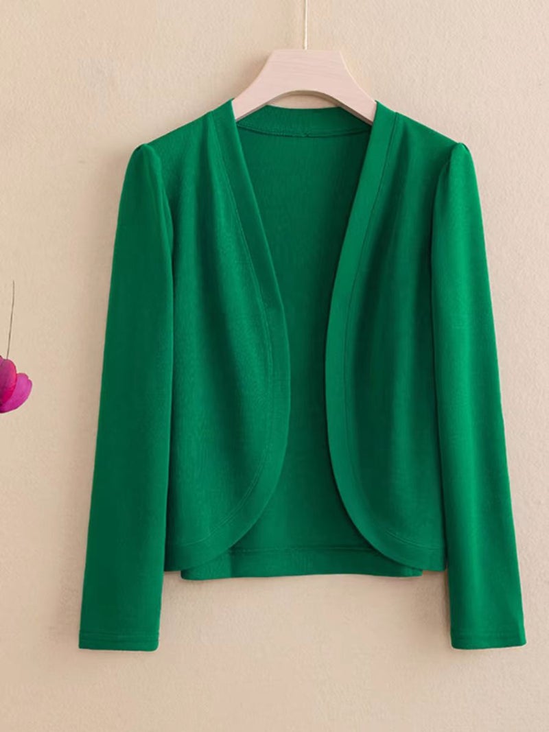 Spring Summer Knit Cardigan Shawl Short Coat Blue [Shawl] - Image 2