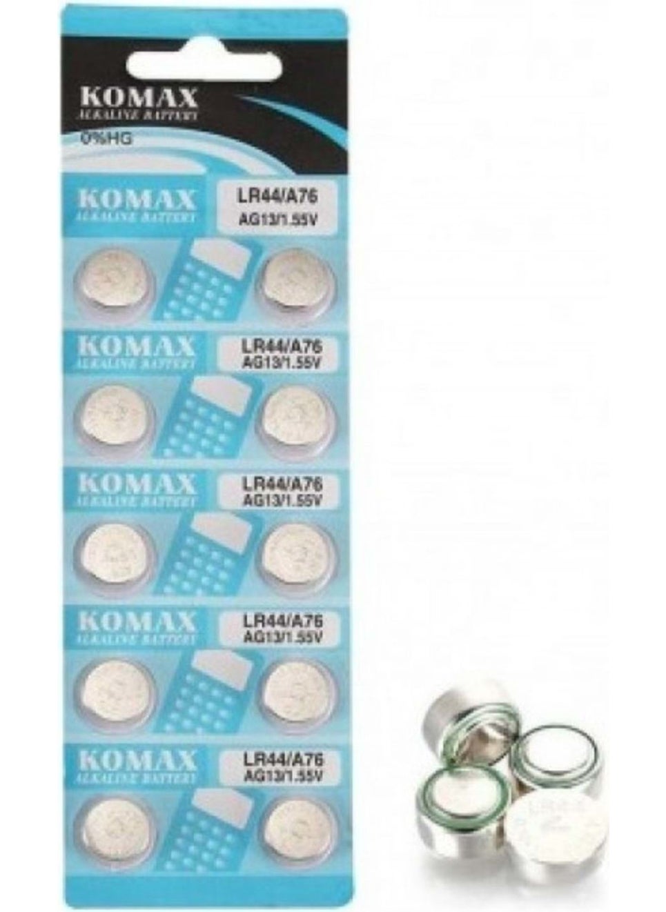 komax LR44/A76 - AG13/1.55 ​​V Button Battery (10PCS) 