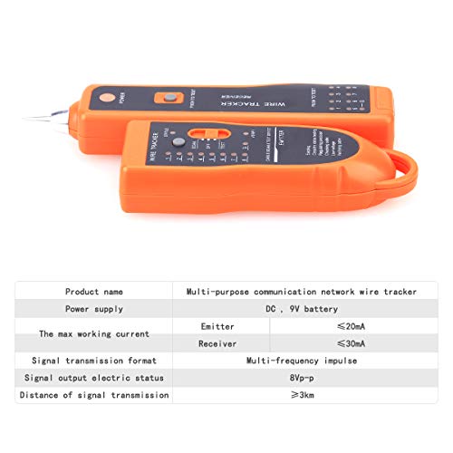 KELUSHI Wire Tracker XQ-350 RJ45 RJ11 Finder for Telephone Network Wire LAN Cable Tester for Line DC Detecting/Anode/Cathode Determination Diagnose Tone Networking Tool with Crystal Head - Image 5