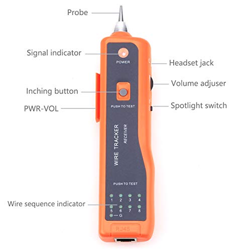 KELUSHI Wire Tracker XQ-350 RJ45 RJ11 Finder for Telephone Network Wire LAN Cable Tester for Line DC Detecting/Anode/Cathode Determination Diagnose Tone Networking Tool with Crystal Head - Image 3
