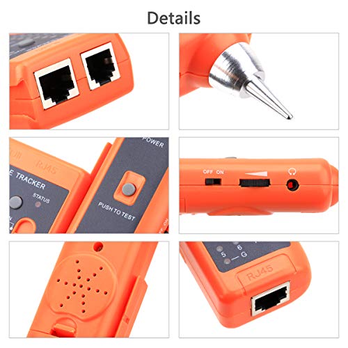 KELUSHI Wire Tracker XQ-350 RJ45 RJ11 Finder for Telephone Network Wire LAN Cable Tester for Line DC Detecting/Anode/Cathode Determination Diagnose Tone Networking Tool with Crystal Head - Image 4