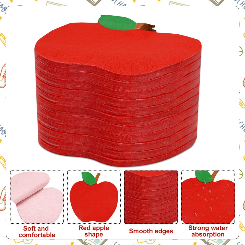 Whaline 100 Pack Back to School Napkins Red Apple Disposable Paper Napkins School Season Apple Dinner Napkins for First Day of School Party Celebration Supplies Table Decorations - Image 3