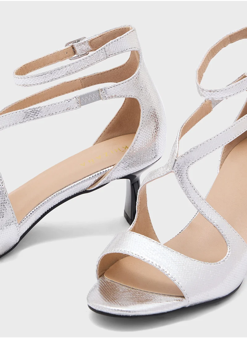 Khizana Croc Effect Criss Cross Sandal