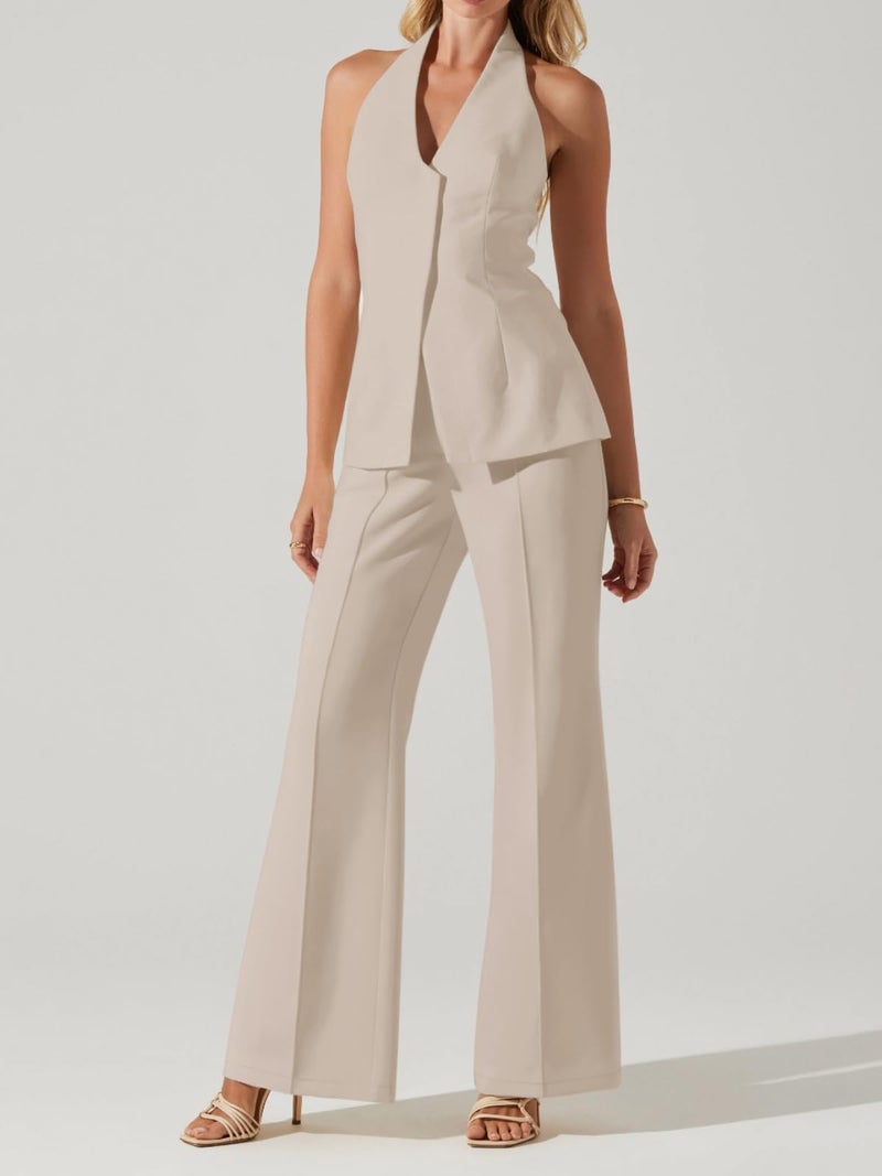 NIMIN Pants for Women Business Casual Flared Leg Work Dressy Trousers High Waisted Bootcut Office Slacks 2026 Fashion Outfits with Pockets Beige Medium - Image 3