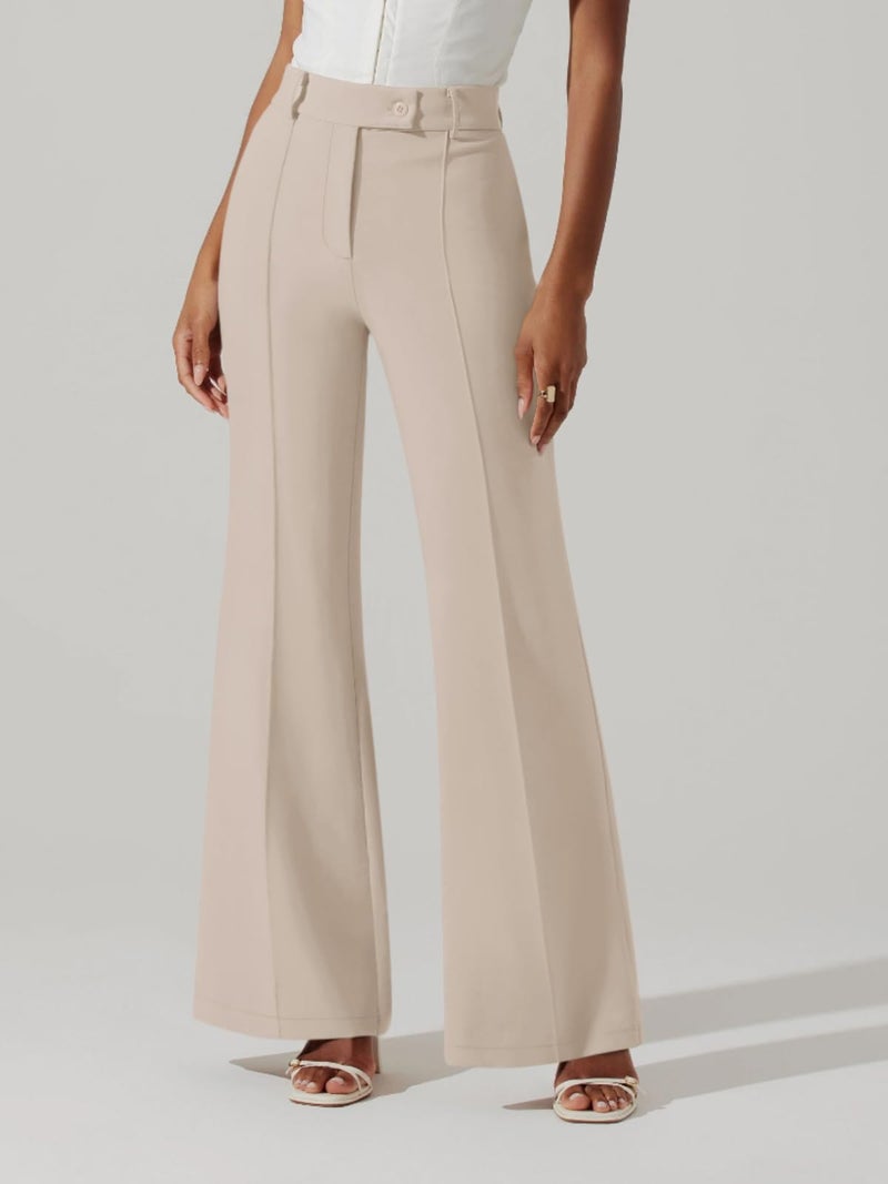 NIMIN Pants for Women Business Casual Flared Leg Work Dressy Trousers High Waisted Bootcut Office Slacks 2026 Fashion Outfits with Pockets Beige Medium - Image 2