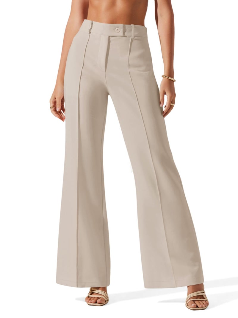 NIMIN Pants for Women Business Casual Flared Leg Work Dressy Trousers High Waisted Bootcut Office Slacks 2026 Fashion Outfits with Pockets Beige Medium - Image 1