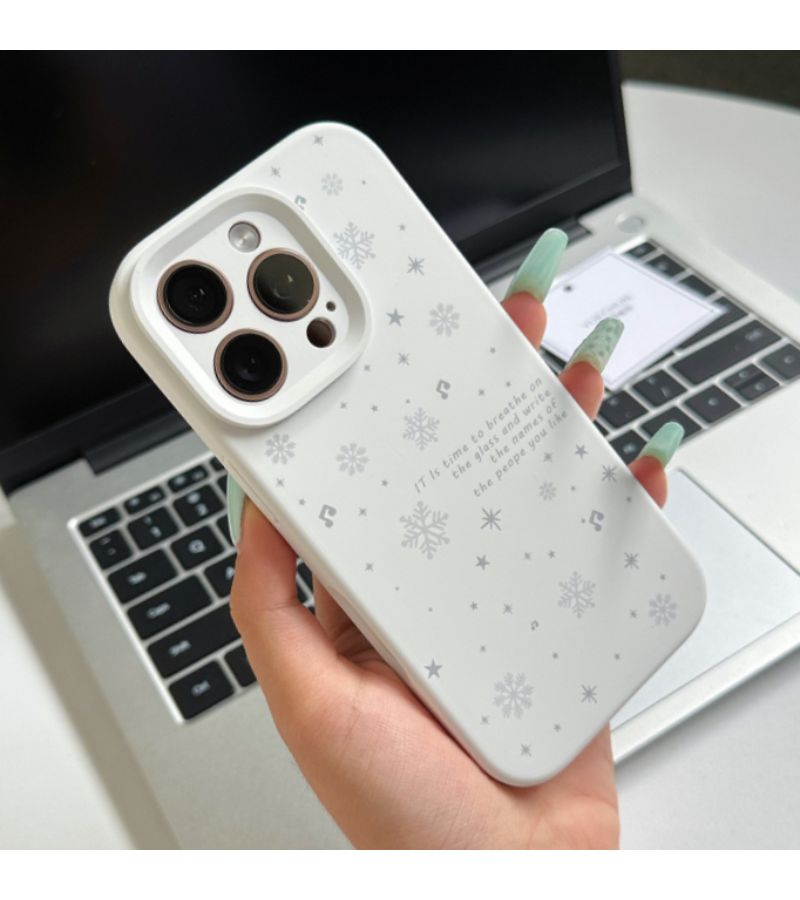 Phone Case For iPhone 16 Pro Fine Hole Liquid Vintage White Ambient Snowflake White Drop Proof Scratch Resistant Shatterproof Screen Protection Comfortable Grip - Image 2